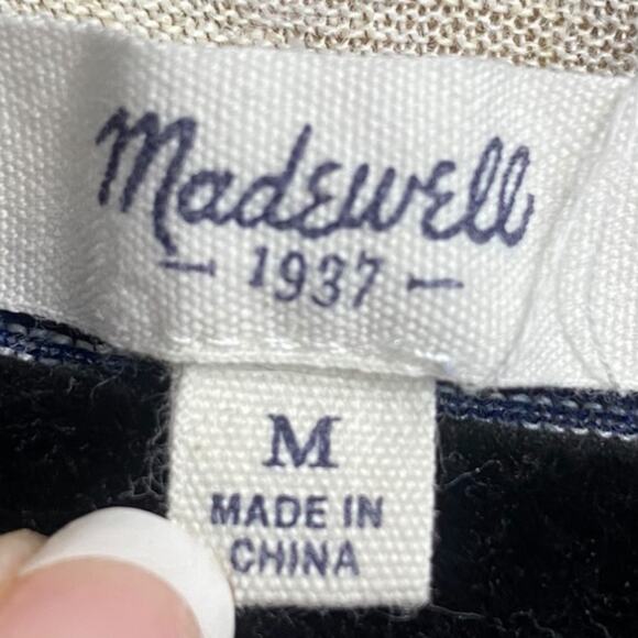 MADEWELL Linen blue and white striped maxi tank dress with slits - Medium - Picture 8 of 9